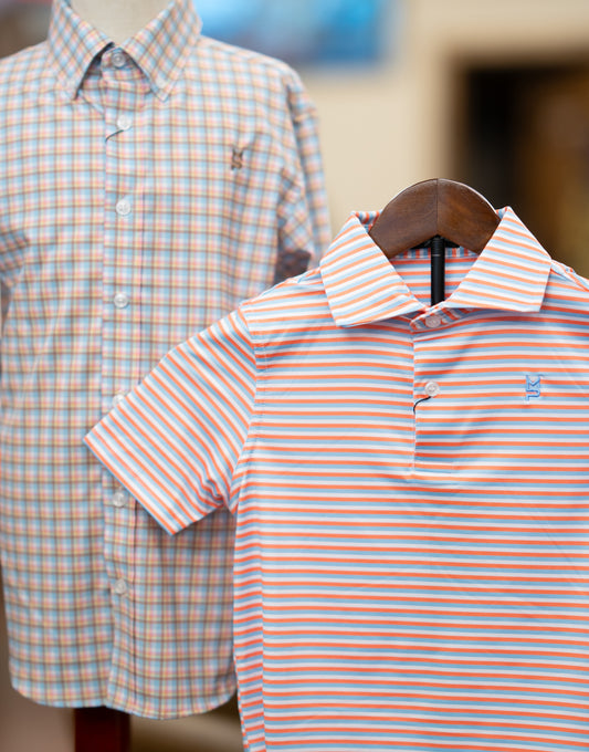 Blue/Pink/Tan Plaid Youth Button Down