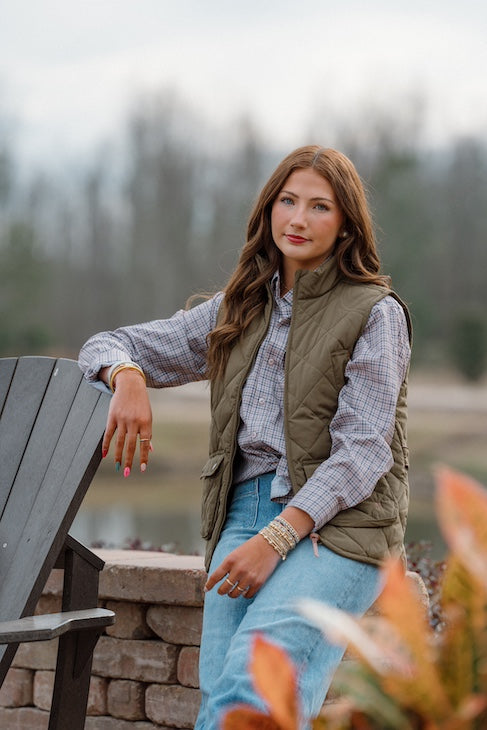 Ladies Quilted MP Vest: Loden