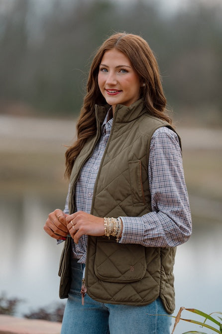 Ladies Quilted MP Vest: Loden