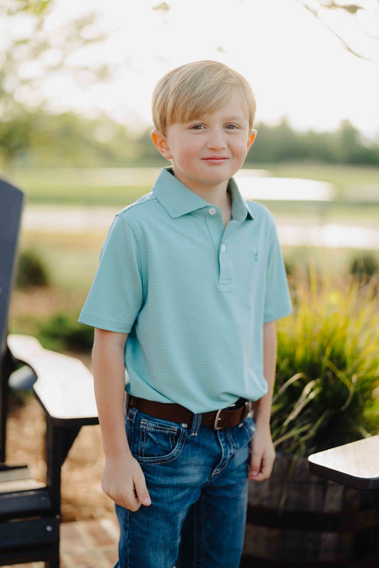 Lime/Blue Youth Striped Polo