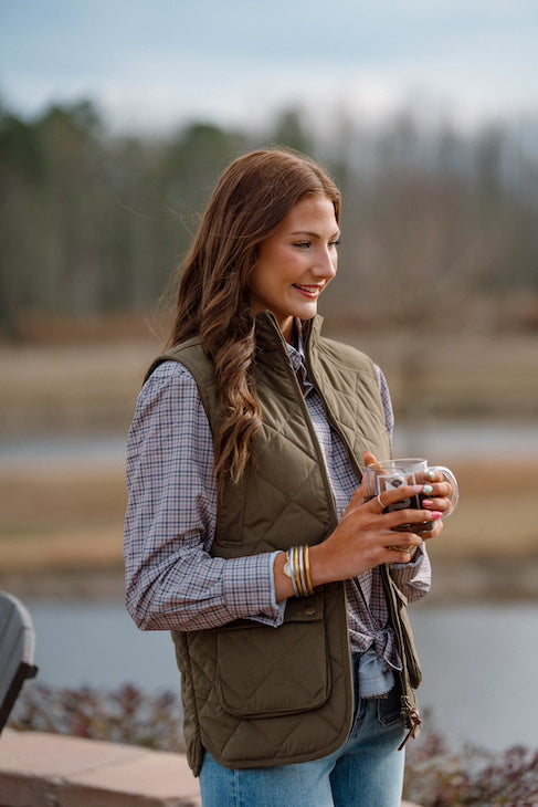 Ladies Quilted MP Vest: Loden
