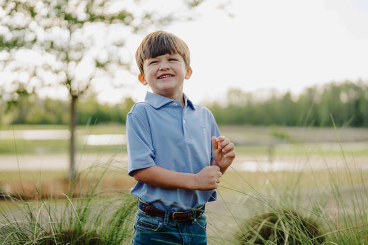 Blue/Pink Youth Striped Polo