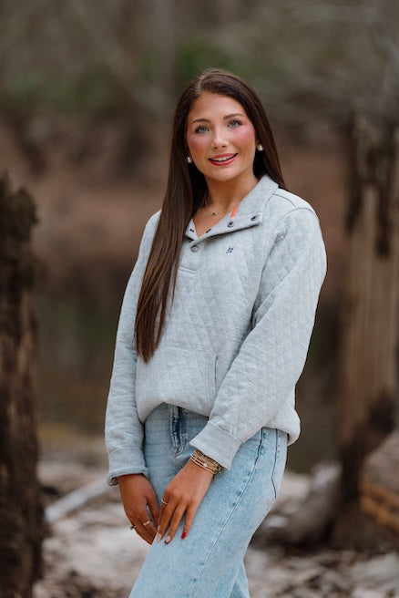 Quilted Button Pullover