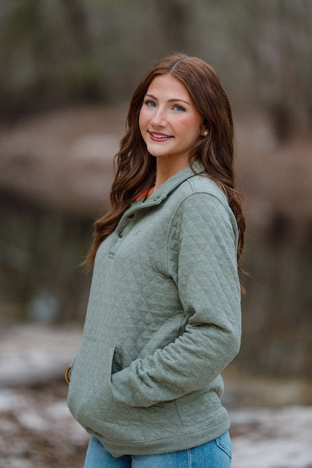 Quilted Button Pullover