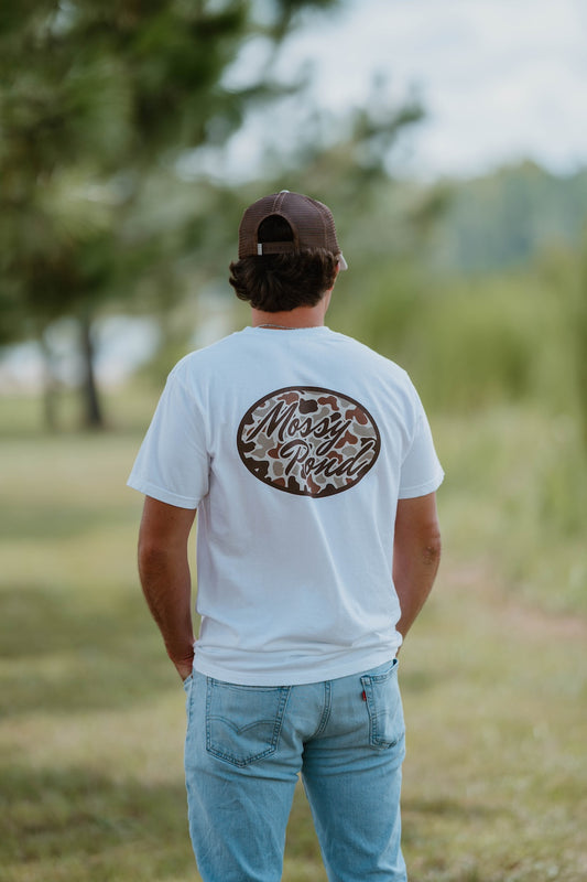 Brown Duck Camo Oval White S/S T-Shirt