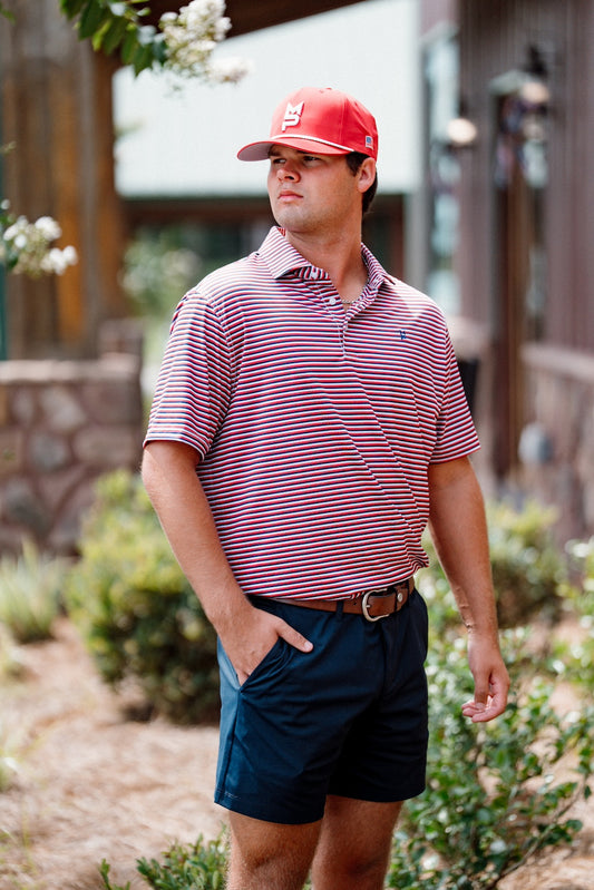Navy/White/Red Striped Polo