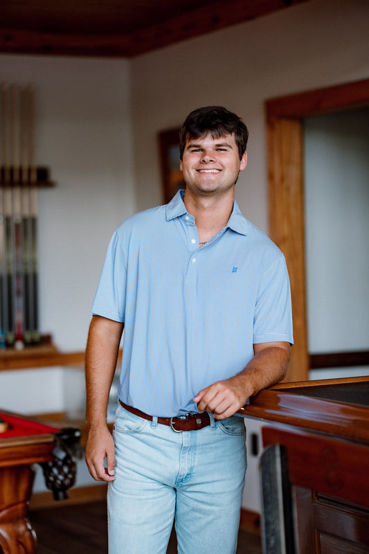 Royal/White Striped Polo