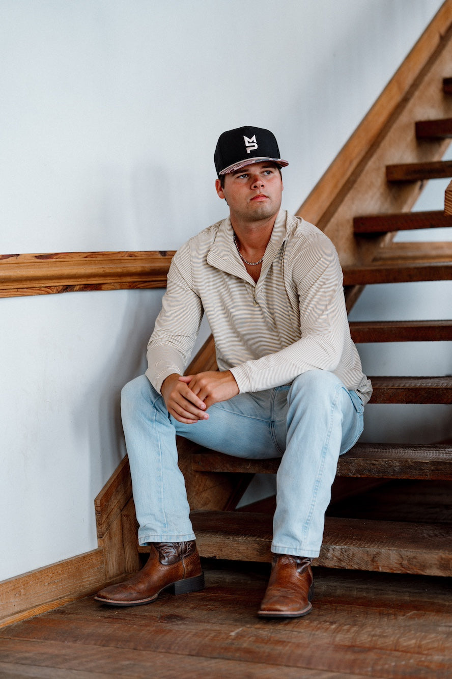 The Lodge Pullover: Khaki Stripe