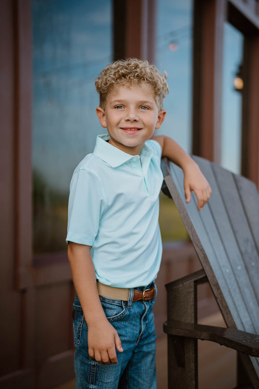 Mint/White Youth Striped Polo