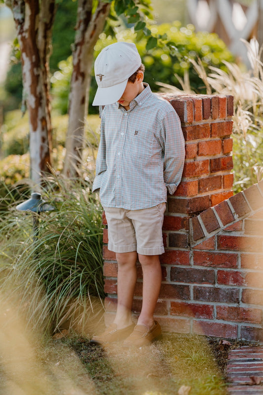 Brown/Green/Orange Plaid Youth Button Down