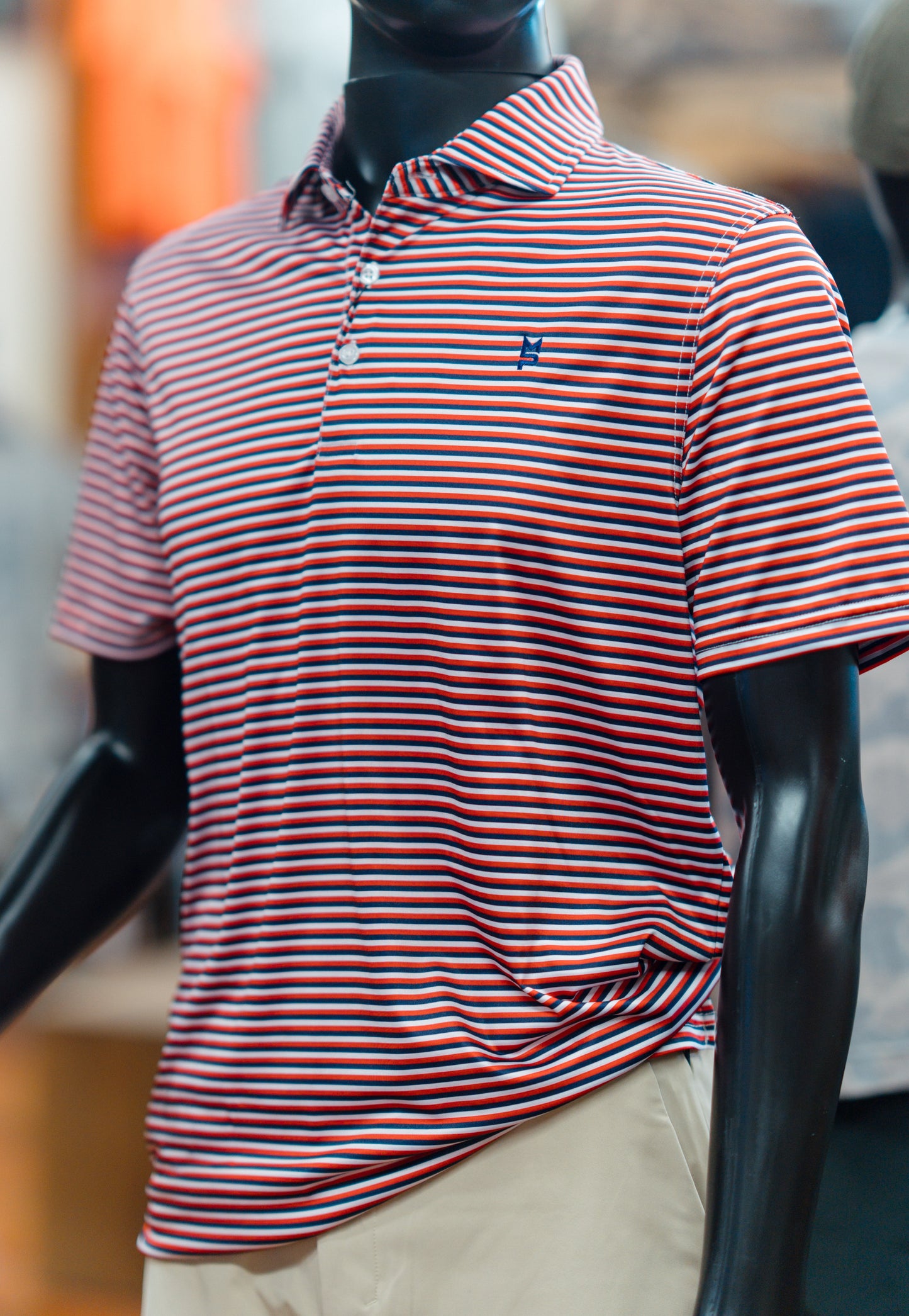 Navy/White/Red Striped Polo