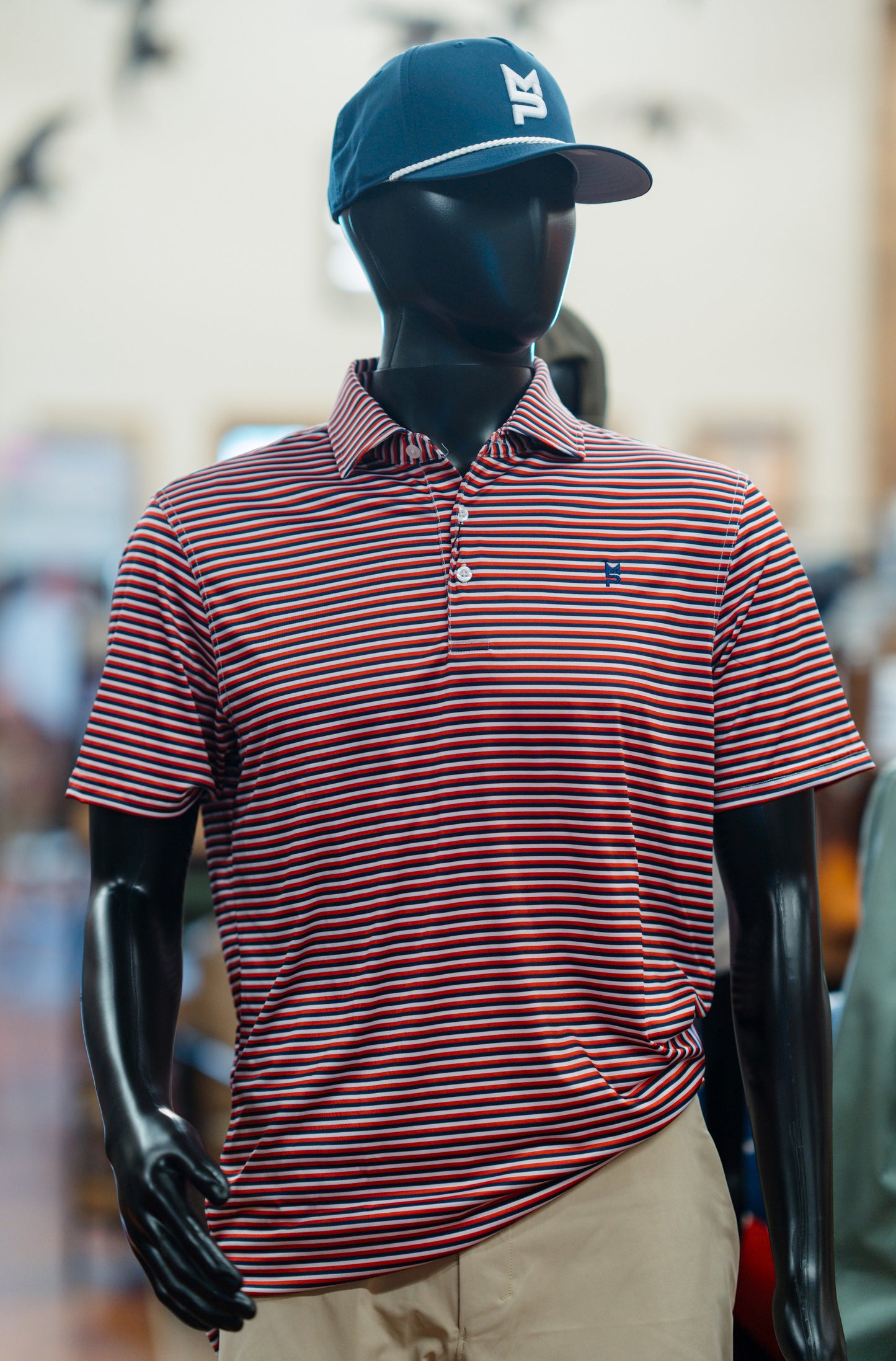 Navy/White/Red Striped Polo