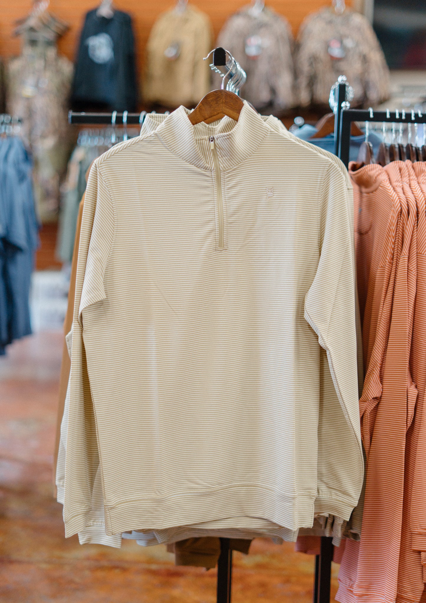 The Lodge Pullover: Khaki Stripe