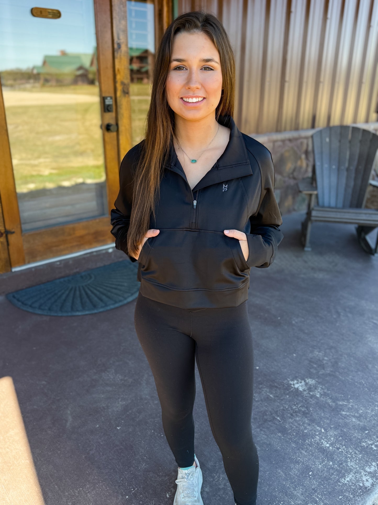 Ladies 1/4 Zip Pullover: Black