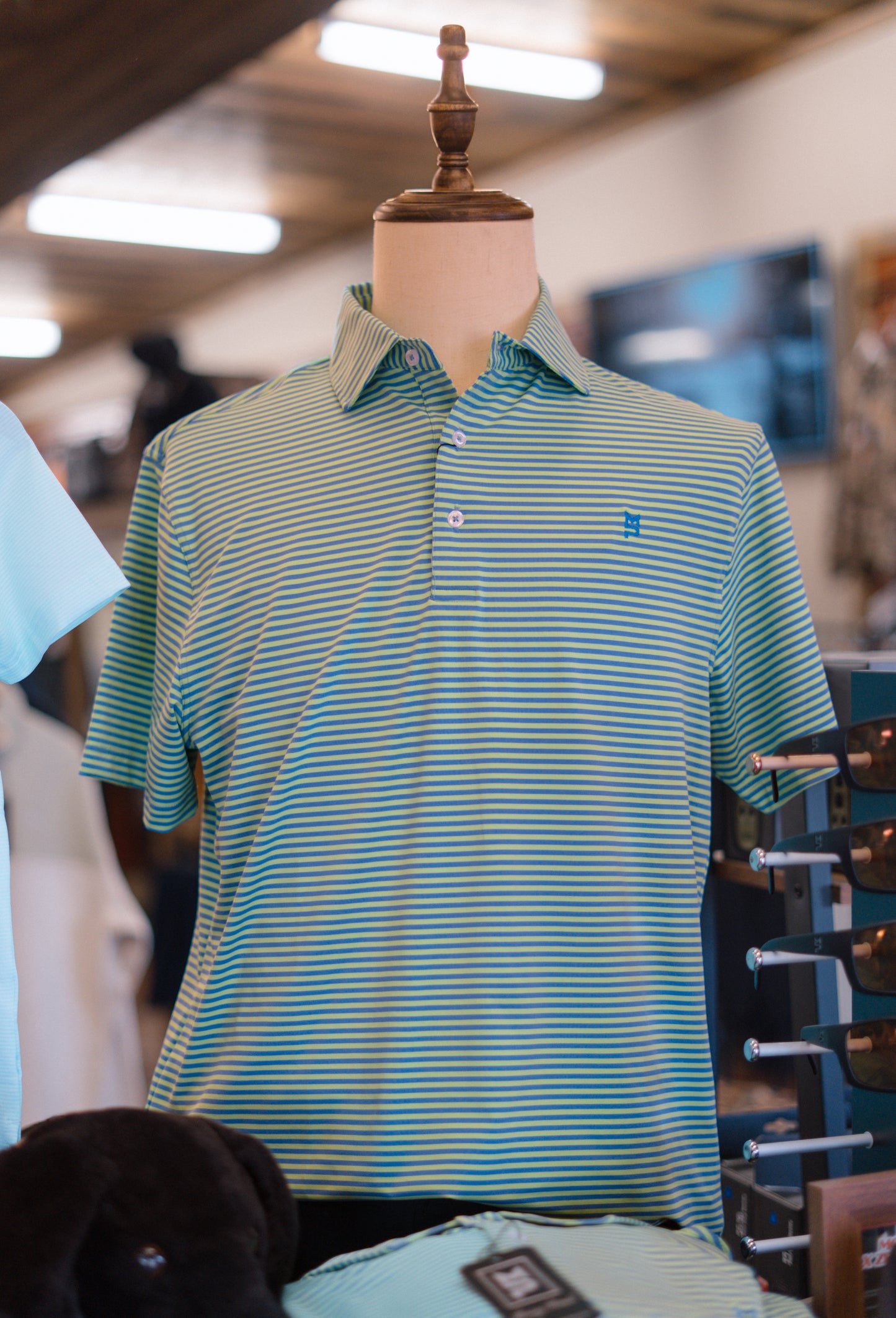 Lime/Blue Striped Polo